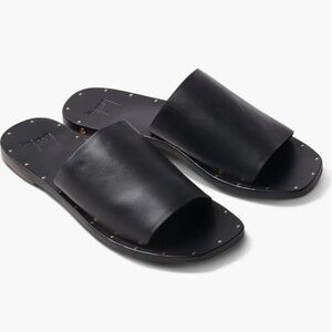 Beek Weebill Slide Sandal Black Leather Nailhead Trim Quiet Luxury Women's 9 NWT